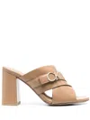 Calvin Klein Logo-plaque 95mm Mules In Neutrals