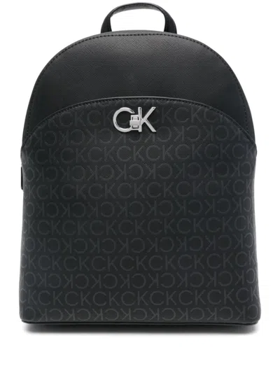 Calvin Klein Logo-plaque Backpack In Black