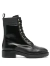 Calvin Klein Logo-plaque Leather Boots In Black