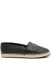 Calvin Klein Logo-plaque Leather Espadrilles In Black