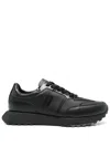 Calvin Klein Logo-plaque Leather Sneakers In 黑色