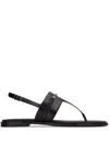Calvin Klein Toe Open Flat Sole Slingback Sandals In Black