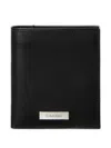 Calvin Klein Logo-plaque Trifold Leather Wallet In Black