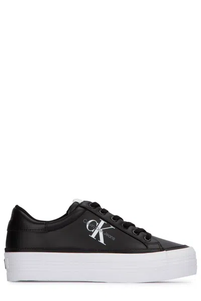Calvin Klein Logo Platform Sneakers In Black