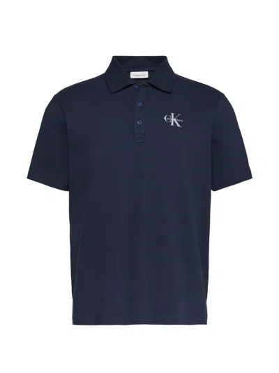Calvin Klein Logo Polo Shirt In Blue