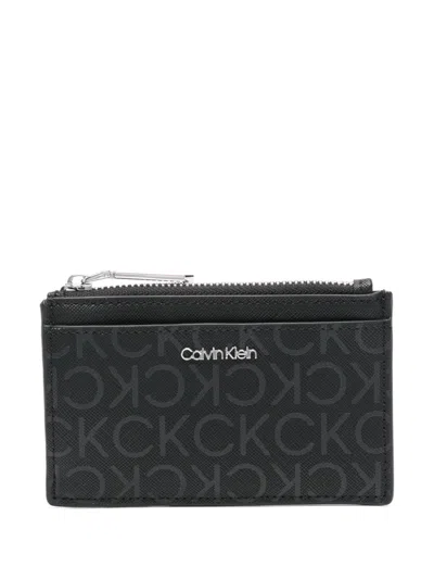 Calvin Klein Logo-print Card Holder In Black