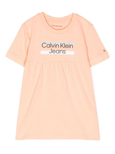 Calvin Klein Babies' Logo-print Short-sleeve T-shirt In Pink