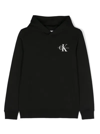 Calvin Klein Kids' Logo-print Cotton Hoodie In Black