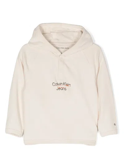 Calvin Klein Babies' Logo-print Cotton Hoodie In Neutrals