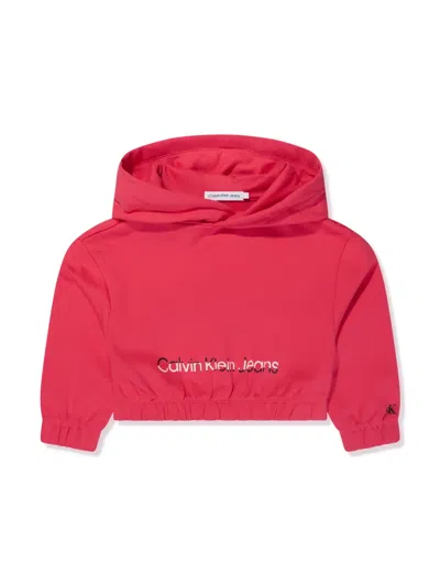 Calvin Klein Kids' Logo-print Cotton Hoodie In Pink
