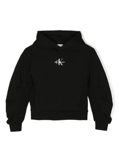 Calvin Klein Kids' Logo-print Cotton-jersey Hoodie In Black
