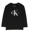 Calvin Klein Logo-print Long-sleeved T-shirt In 黑色