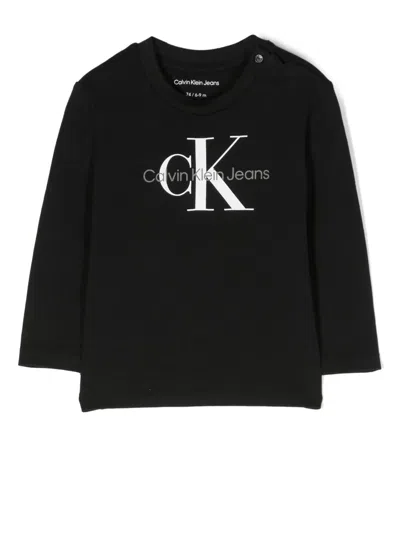Calvin Klein Babies' Logo-print Long-sleeved T-shirt In Black