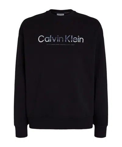 Calvin Klein Logo-print Cotton Sweatshirt In Black