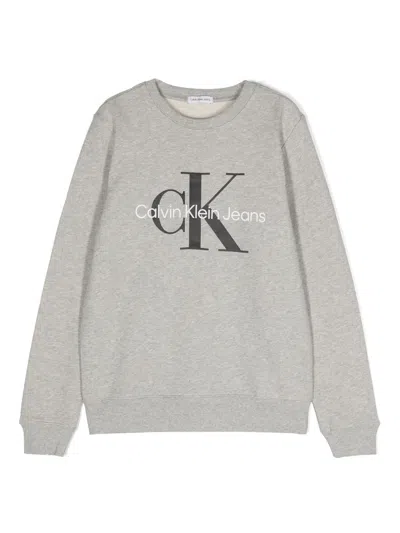 Calvin Klein Kids' Logo-print Cotton Sweatshirt In Grey