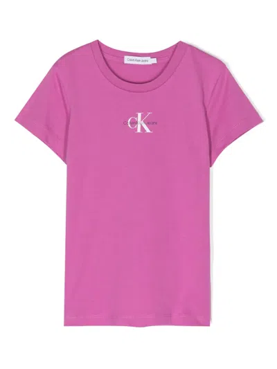 Calvin Klein Logo-print Cotton T-shirt In 粉色
