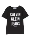 Calvin Klein Logo-print Cotton T-shirt In 黑色