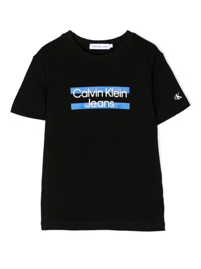 Calvin Klein Kids' Logo-print Cotton T-shirt In Black