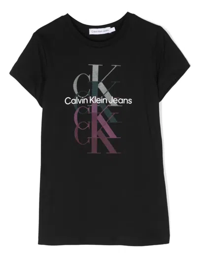 Calvin Klein Kids' Black T-shirt For Girl With Logo