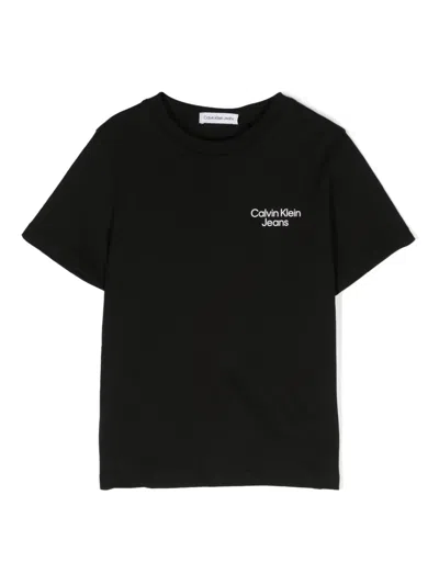 Calvin Klein Kids' Logo-badge Cotton T-shirt In Black