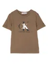 Calvin Klein Logo-print Cotton T-shirt In Brown