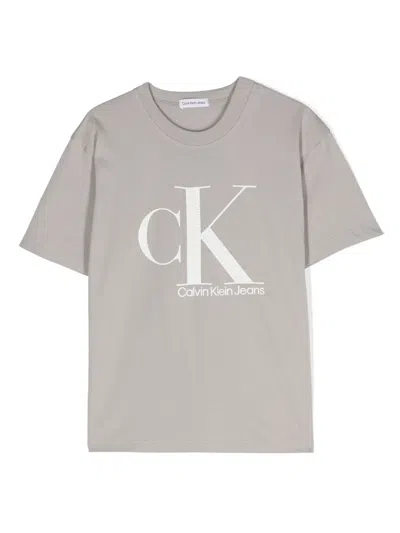 Calvin Klein Kids' Logo-print Cotton T-shirt In Green