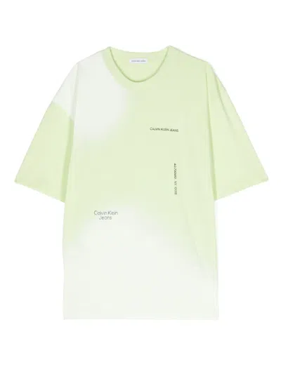 Calvin Klein Kids' Logo-print Cotton T-shirt In Green