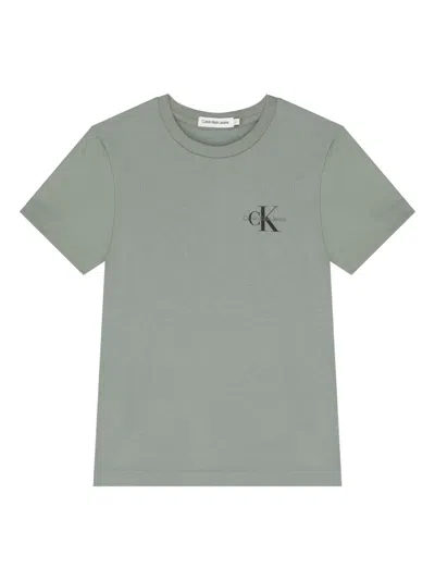 Calvin Klein Kids' Logo-print Cotton T-shirt In Green