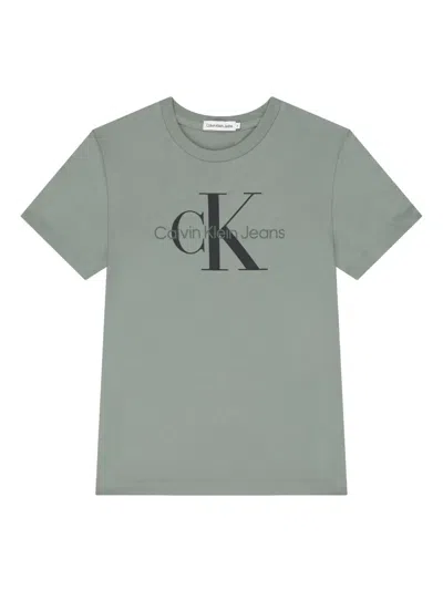 Calvin Klein Kids' Logo-print Cotton T-shirt In Green