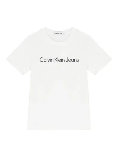 Calvin Klein Kids' Logo-print Cotton T-shirt In Grey
