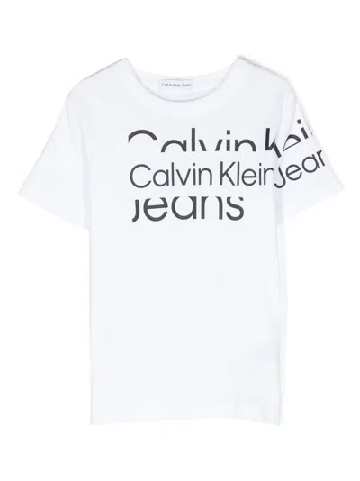 Calvin Klein Kids' Logo-print Cotton T-shirt In White