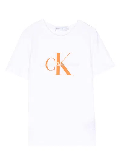 Calvin Klein Kids' Logo-print Cotton T-shirt In White
