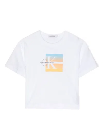 Calvin Klein Kids' Logo-print Cotton T-shirt In White