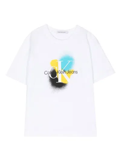 Calvin Klein Kids' Logo-print Cotton T-shirt In White