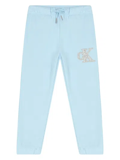 Calvin Klein Kids' Logo-print Cotton Track Pants In Blue