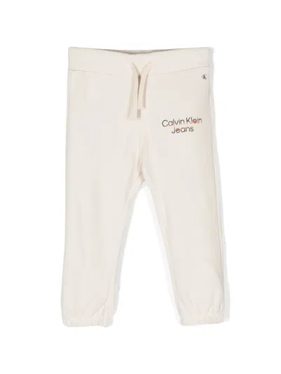 Calvin Klein Babies' Logo-print Cotton Track Pants In Neutrals