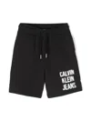 Calvin Klein Logo-print Cotton Track Shorts In Black