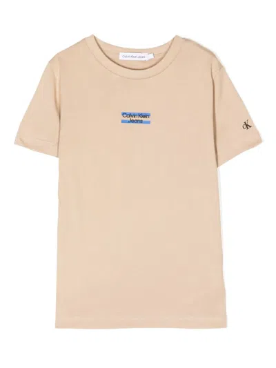 Calvin Klein Kids' Logo-print Detail T-shirt In Neutrals