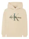 Calvin Klein Logo-print Hooded Sweatshirt In Neutral