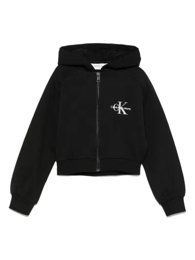 Calvin Klein Kids' Logo-print Hoodie In 黑色