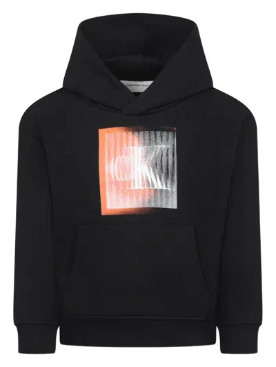 Calvin Klein Kids' Logo-print Hoodie In Black
