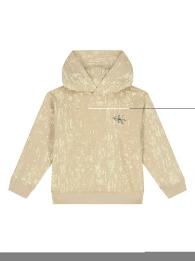 Calvin Klein Kids' Logo-print Hoodie In Brown