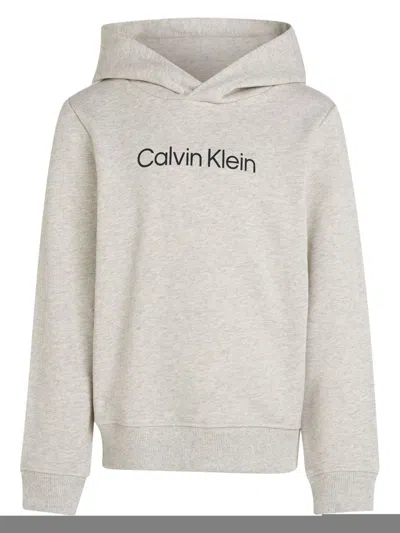 Calvin Klein Kids' Logo-print Hoodie In Grey