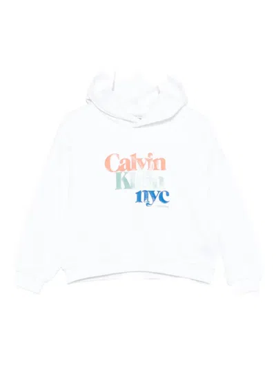 Calvin Klein Kids' Logo-print Hoodie In White