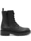 Calvin Klein Logo-print Leather Combat Boots In Black