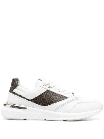 Calvin Klein Logo Print Low-top Sneakers In 白色