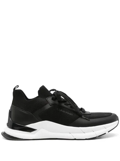 Calvin Klein Logo-print Mesh Sneakers In Black