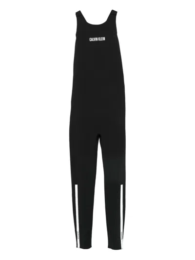 CALVIN KLEIN LOGO-PRINT PERFORMANCE JUMPSUIT