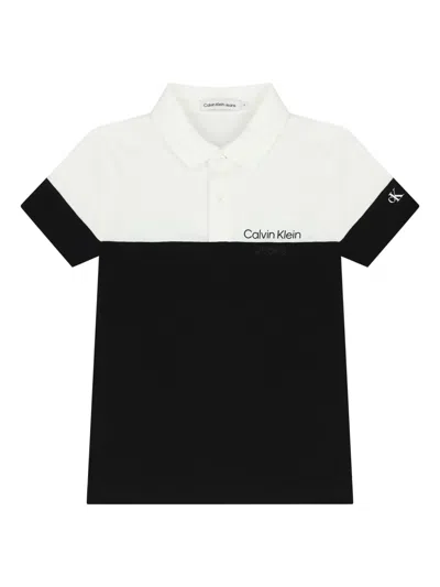 Calvin Klein Kids' Logo-print Polo Shirt In Black