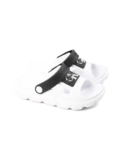 Calvin Klein Kids' Logo-print Sandals In White